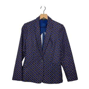 Express Blazer Womens Size 6 Blue Argyle One Button Formal Career Work Office